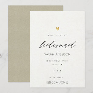 INVITACIÓN SIMPLE ELEGANTE BRAZA DE ORO TIPOGRAFÍA BRIDESMAID