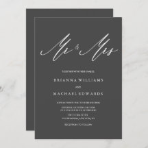 Simple elegante caligrafía Sr. y Sra. Boda