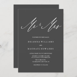 Invitación Simple elegante caligrafía Sr. y Sra. Boda