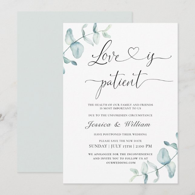Invitación Simple Elegante Cambiar la Fecha Acuarela (Anverso / Reverso)