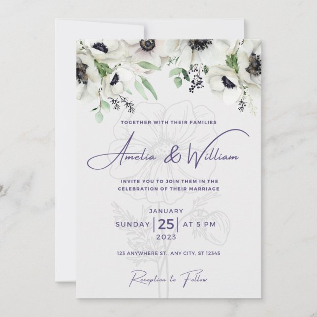 Invitación Simple, elegante, clásico, moderno, letra caligráf (Anverso)