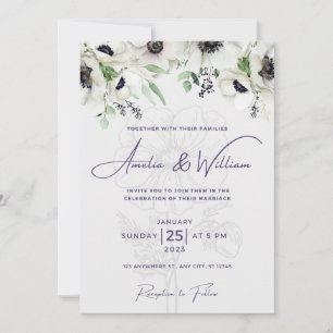 Invitación Simple, elegante, clásico, moderno, letra caligráf