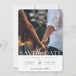 Invitación Simple Elegante Fotos Boda Salvar La Fecha