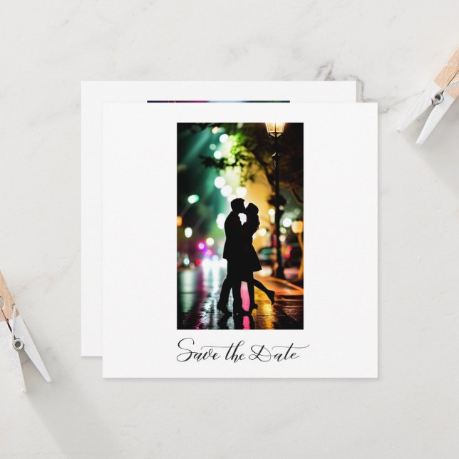 Invitación Simple Elegante Texto Romántico Foto Script Negro (Anverso/Reverso In Situ)