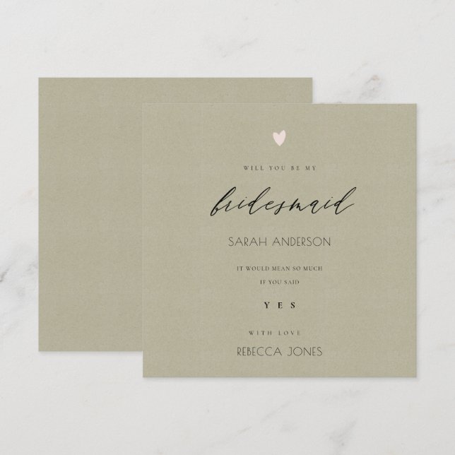 Invitación SIMPLE ELEGANTE TIPOGRAFÍA DORADA bridesmaid (Anverso / Reverso)