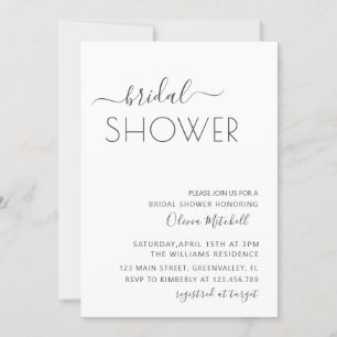 Invitación Simple Elgant Classic & Minimal Bridal Shower