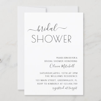 Invitación Simple Elgant Classic & Minimal Bridal Shower