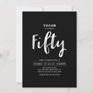 Invitación simple en blanco y negro para cumpleaño