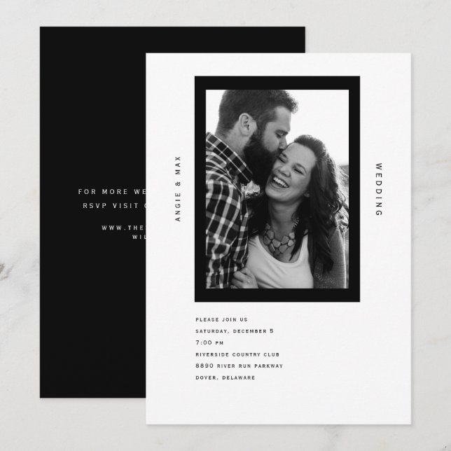 Invitación simple en blanco y negro para fotografí (Anverso / Reverso)