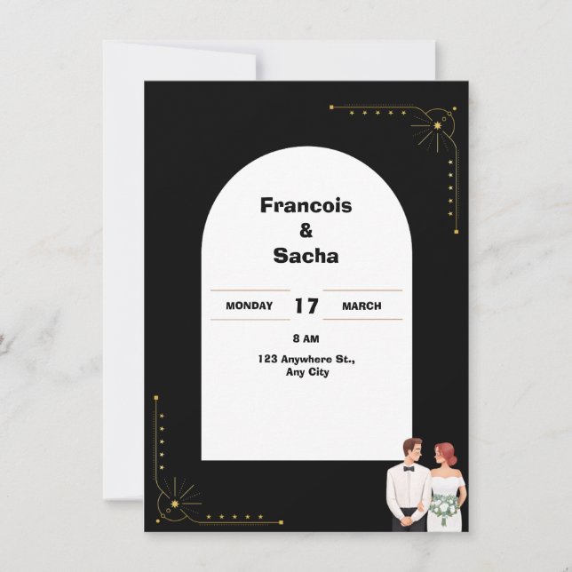 Invitación simple en negro y blanco (Anverso)