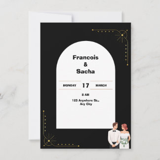 Invitación simple en negro y blanco