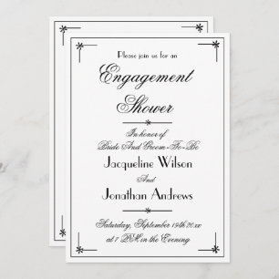 Invitación Simple Engagement Shower Script Names Classic