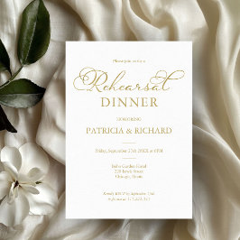 Invitación Simple Ensayo de Cena Elegante con Hoja de Oro Scr