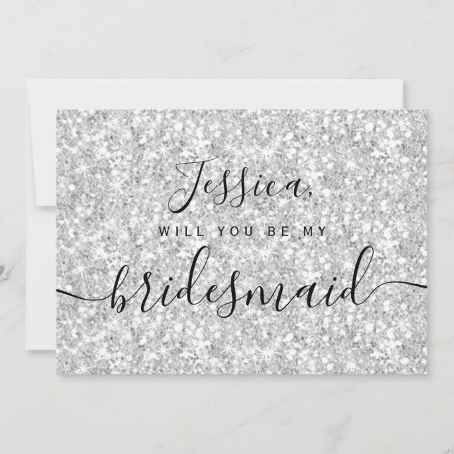 Invitación Simple Estética Elegante Brillo mi dama de honor (Anverso)