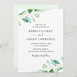 Invitación Simple Eucalyptus Greenery Boda
