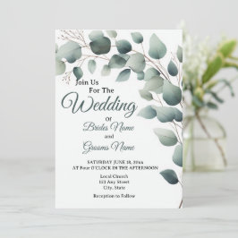 Invitación Simple Eucalyptus Wedding Invitation