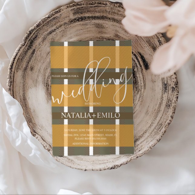 Invitación Simple Fall Wedding Plaid  (Subido por el creador)