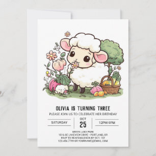 Invitación Simple Farmyard Sheep Digital Birday