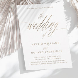 Invitación Simple Faux Gold Calligraphy el Boda de