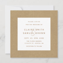 Simple Faux Rustic Kraft Boda Square Photo