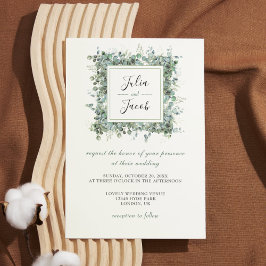 Invitación Simple fiesta de bodas de eucalipto verde