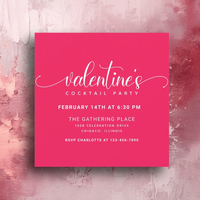 Invitación Simple Fiesta de cócteles de San Valentín caliente (Subido por el creador)