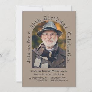 Invitación Simple fiesta de cumpleaños 90 del arco con foto