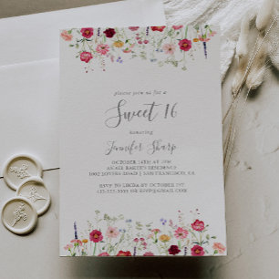 Invitación Simple fiesta de cumpleaños de Flor Silvestre Swee