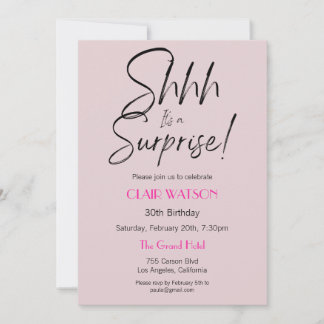 Invitación Simple Fiesta De Cumpleaños De Sorpresa Negra Y Be