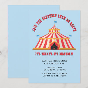 Invitación Simple fiesta de cumpleaños del Carnaval de Circo 