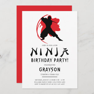 Invitación Simple fiesta de cumpleaños Ninja