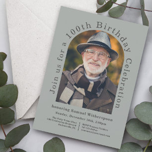 Invitación Simple fiesta de cumpleaños número 100 con 2 fotos