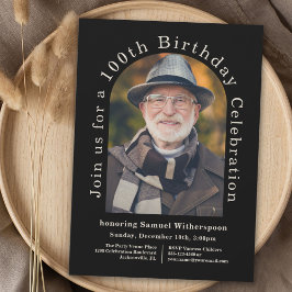 Invitación Simple fiesta de cumpleaños número 100 con 2 fotos