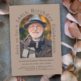 Invitación Simple fiesta de cumpleaños número 100 con 2 fotos