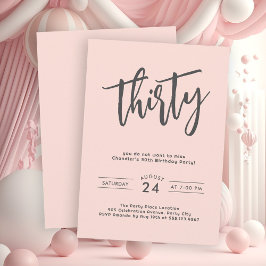 Invitación Simple Fiesta de cumpleaños Rubor Pink 30