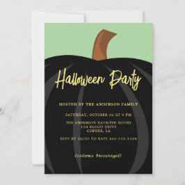 Invitación Simple Fiesta de disfraces de calabaza negra de Ha