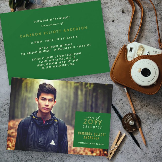 Invitación Simple fiesta de graduación de fotos Minimalistas  (Subido por el creador)