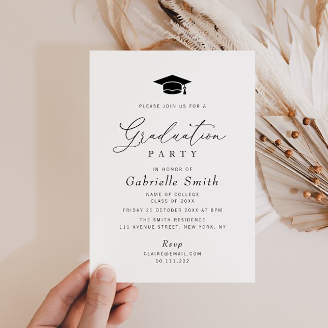 Invitación simple fiesta de graduación universitaria mínima (Subido por el creador)