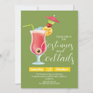 Invitación Simple fiesta de Halloween de traje oscuro y cócte