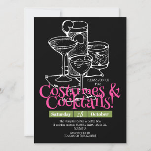 Invitación Simple fiesta de Halloween de traje oscuro y cócte