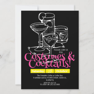 Invitación Simple fiesta de Halloween de traje oscuro y cócte