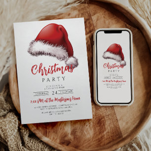 Invitación Simple Fiesta de Navidades de Santa Hat festivo