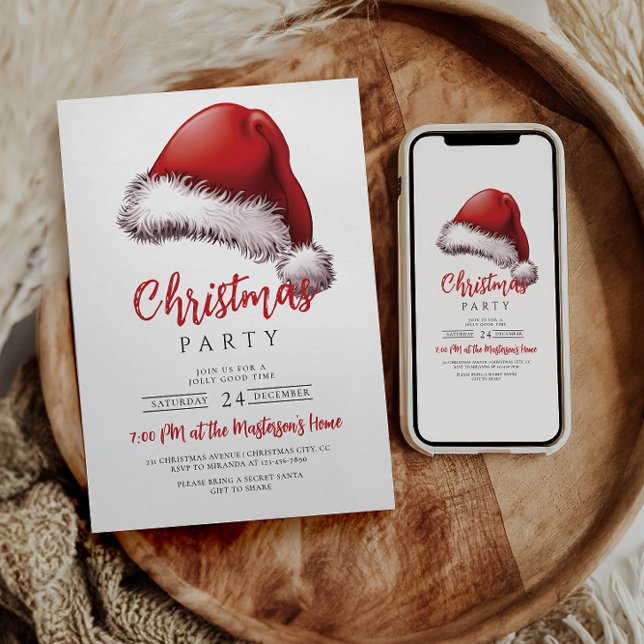 Invitación Simple Fiesta de Navidades de Santa Hat festivo (Subido por el creador)