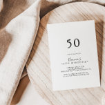 Invitación Simple fiesta Minimalista de cumpleaños número 50<br><div class="desc">Esta sencilla y minimalista invitación a la fiesta de cumpleaños número 50 es perfecta para una fiesta de cumpleaños moderna. El diseño,  sencillo y elegante,  presenta una tipografía de escritura clásica y elegante en blanco y negro.</div>