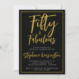 Invitación Simple Fifty and Fabulous Gold 50th Birthday Party