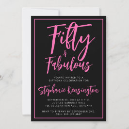 Invitación Simple Fifty and Fabulous Pink 50th Birthday Party