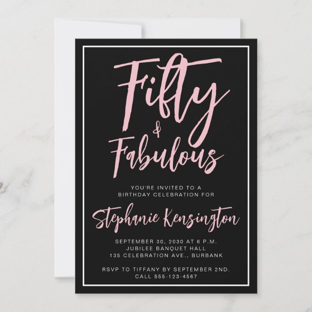 Invitación Simple Fifty Fabulous Modern 50th Birthday Party (Anverso)
