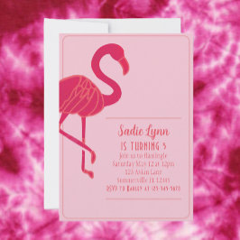 Invitación Simple Flamingo Rosado Caliente
