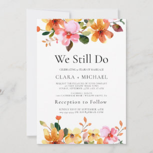Invitación simple floral de renovación de votos "T