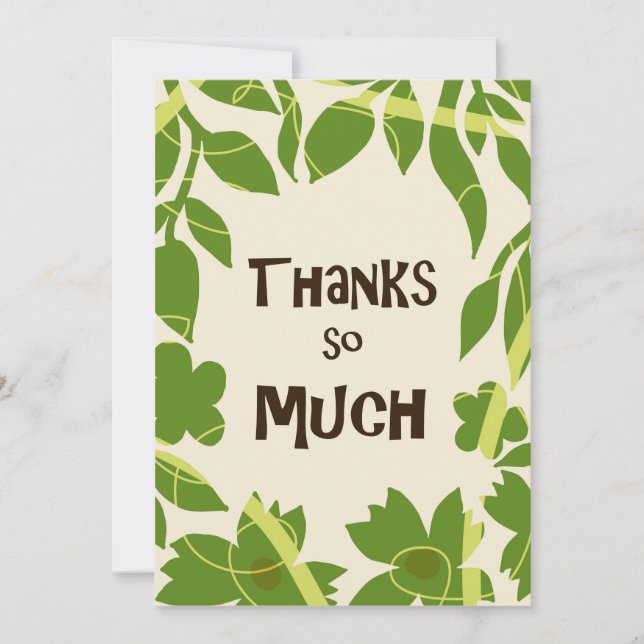 Invitación Simple Floral Green leaves Thank You Card (Anverso)